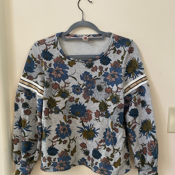 ANTHROPOLOGIE DOLAN TAGAWA GRAY FLORAL PRINT MULTICOLOR LONG SLEEVE SWEATSHIRT - Picture 3 of 8